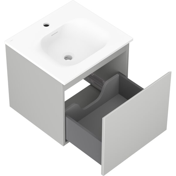 Mexen Orio, koupelnová skříňka 50 cm s umyvadlem Vela, 1 zásuvka, šedá matná/bílá matná, 91A10-05047-1-BF62-W23M01