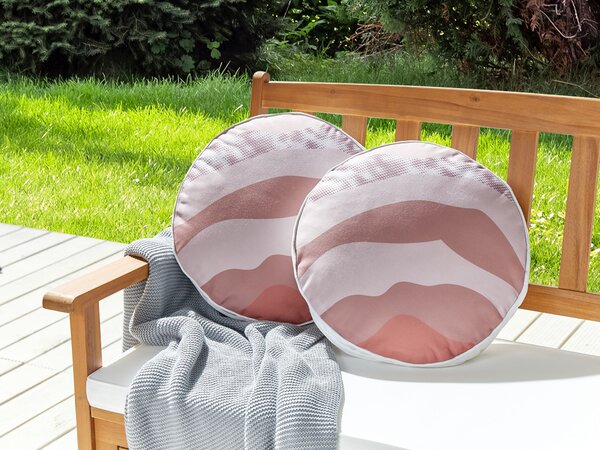 Sada 2 venkovních polštářů CAMPEI Abstraktní vzor 40 x 40 cm Růžová