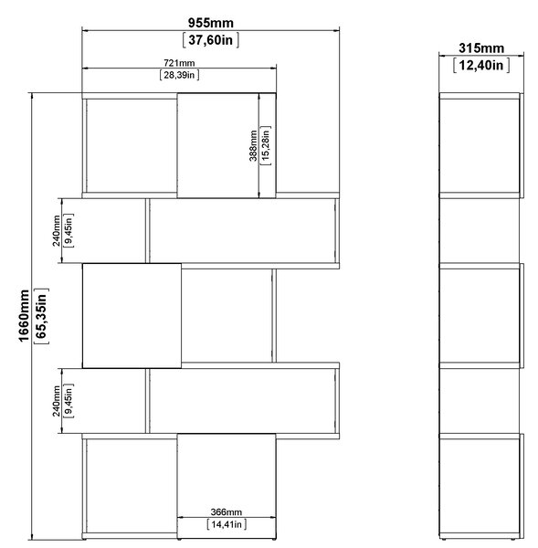 Policová knihovna Maze 71738 jackson/černý mat - Tvilum