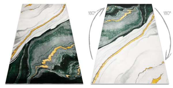 Koberec EMERALD exkluzivní 1017 glamour, styl marmur lahvově zelený/zlatý
