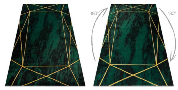 Koberec EMERALD exkluzivní 1022 glamour, styl geometrický, marmur lahvově zelený/zlatý