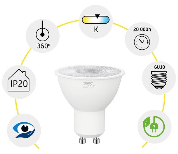Toolight LED žárovka studená LED RSL042 GU10 5W Cold