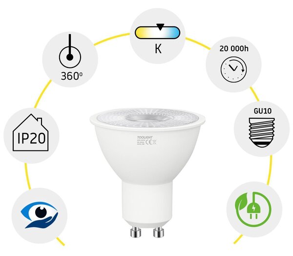 Toolight LED žárovka studená LED RSL045 GU10 7W Cold