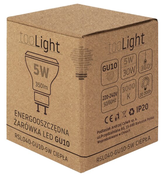 Toolight LED žárovka studená LED RSL040 GU10 5W Warm
