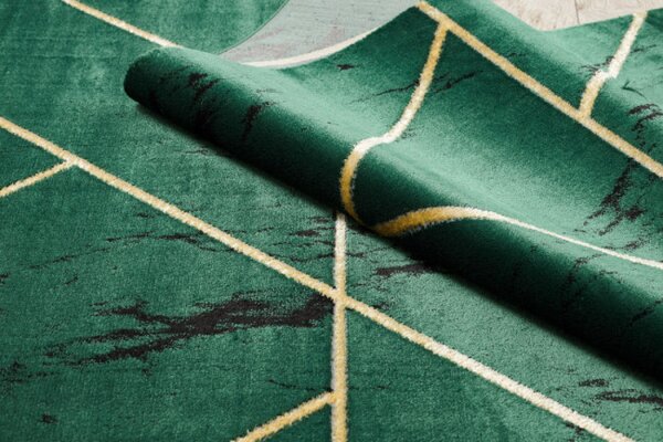 Koberec EMERALD exkluzivní 1012 glamour, styl geometrický, marmur lahvově zelený/zlatý