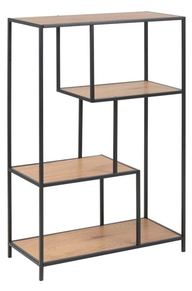 Černá/přírodní knihovna v dekoru dubu 77x114 cm Seaford – Actona