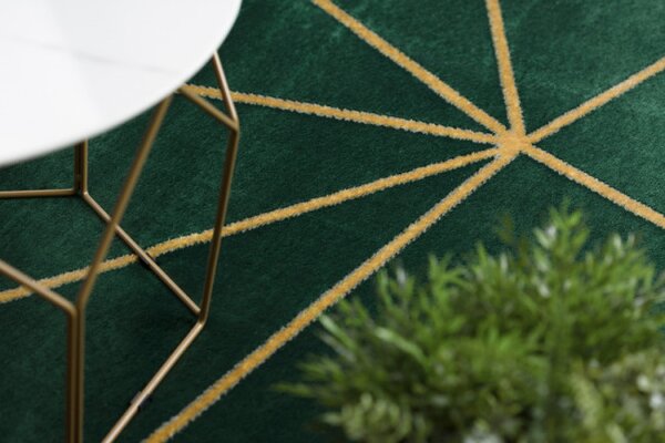 Koberec EMERALD exkluzivní 1013 glamour, styl geometrický lahvově zelený/zlatý