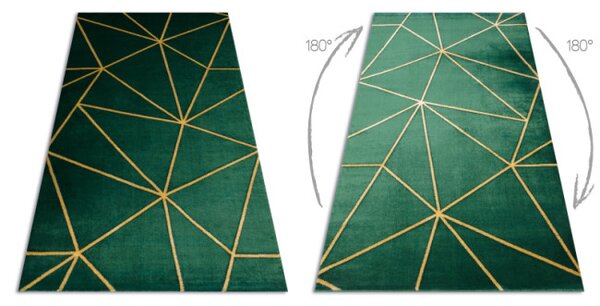 Koberec EMERALD exkluzivní 1013 glamour, styl geometrický lahvově zelený/zlatý