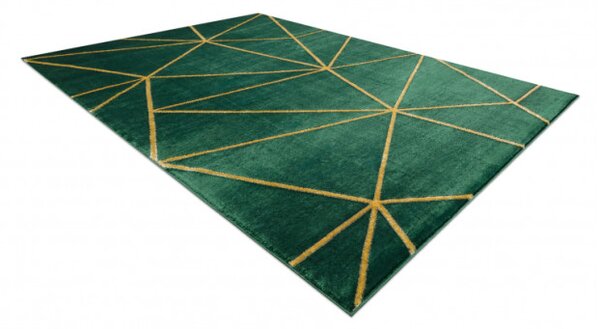 Koberec EMERALD exkluzivní 1013 glamour, styl geometrický lahvově zelený/zlatý