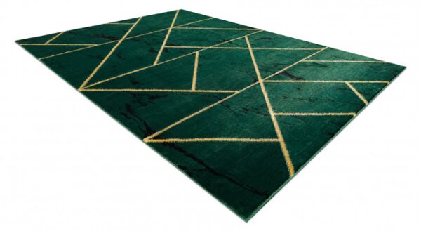 Koberec EMERALD exkluzivní 1012 glamour, styl geometrický, marmur lahvově zelený/zlatý