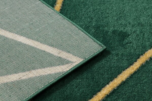 Koberec EMERALD exkluzivní 1013 glamour, styl geometrický lahvově zelený/zlatý