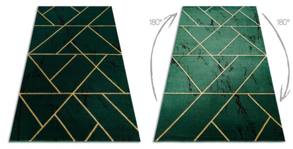 Koberec EMERALD exkluzivní 1012 glamour, styl geometrický, marmur lahvově zelený/zlatý