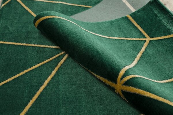 Koberec EMERALD exkluzivní 1013 glamour, styl geometrický lahvově zelený/zlatý