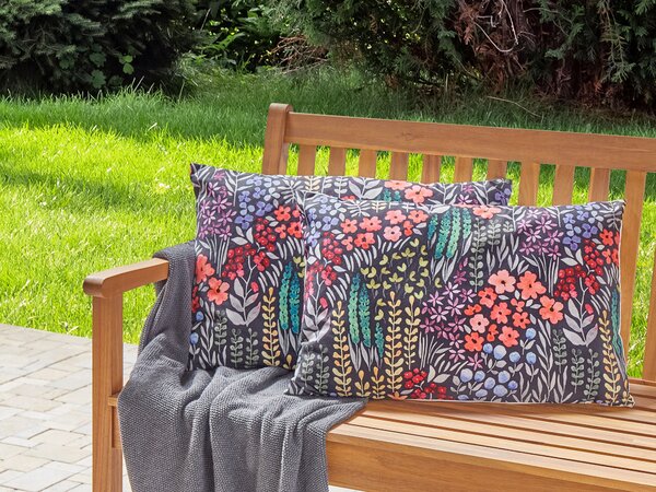 Sada 2 venkovních polštářů CASTELARO Květinový vzor 40 x 60 cm Pestrá