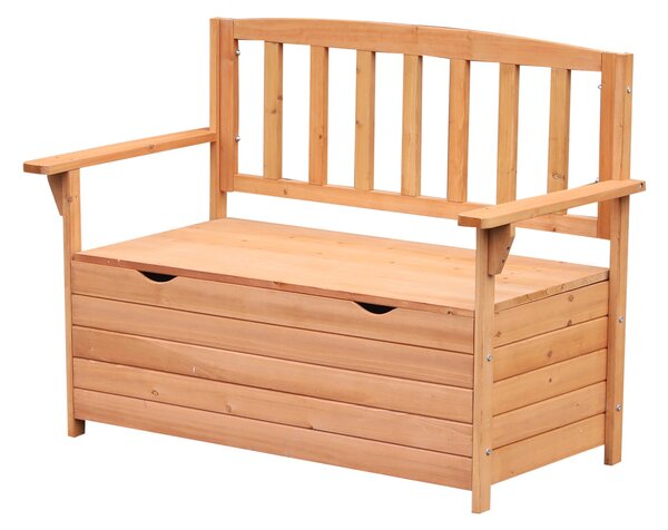 Zahradní lavice Outsunny z jedlového dřeva s úložným prostorem rozměry 112D x 58Š x 84V cm | Aosom
