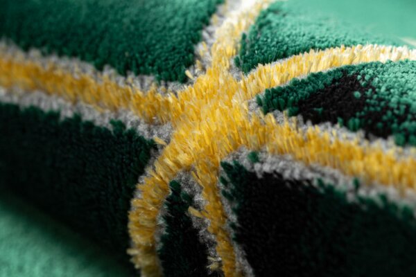 Koberec EMERALD exkluzivní 1014 glamour, styl kostka lahvově zelený / zlatý