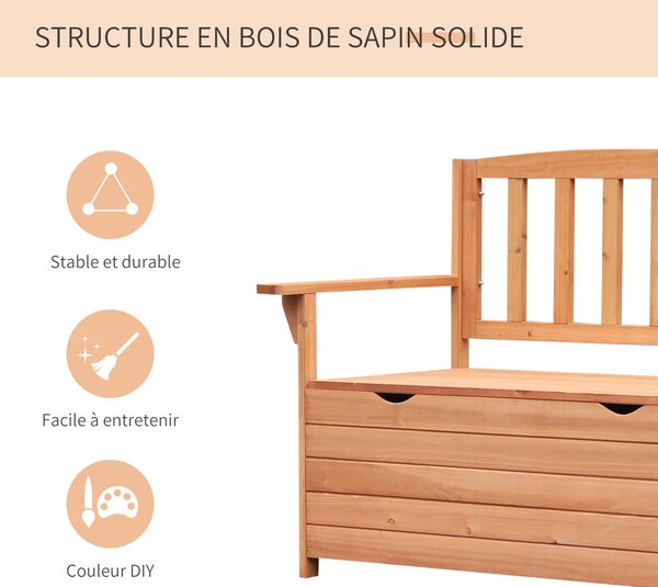 Zahradní lavice Outsunny z jedlového dřeva s úložným prostorem rozměry 112D x 58Š x 84V cm | Aosom