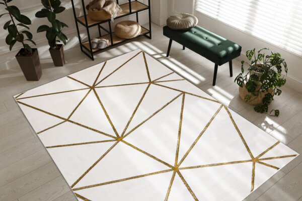 Koberec EMERALD exkluzivní 1013 glamour, styl geometrický krémový / zlatý