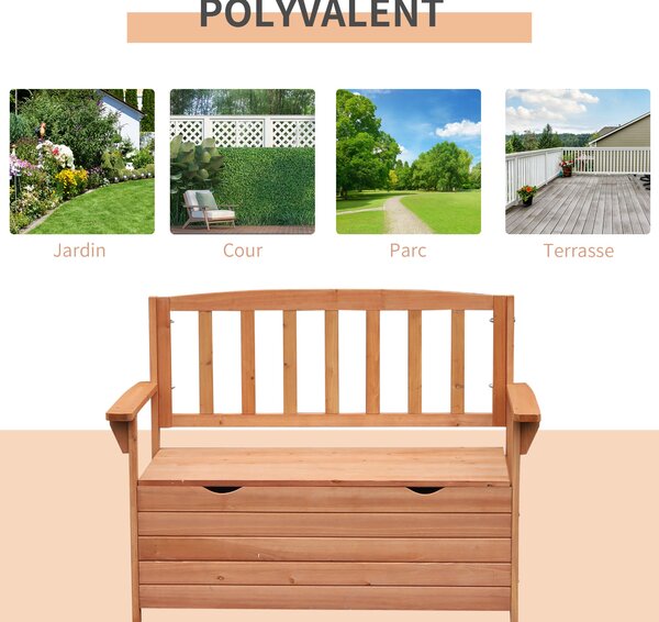 Zahradní lavice Outsunny z jedlového dřeva s úložným prostorem rozměry 112D x 58Š x 84V cm | Aosom
