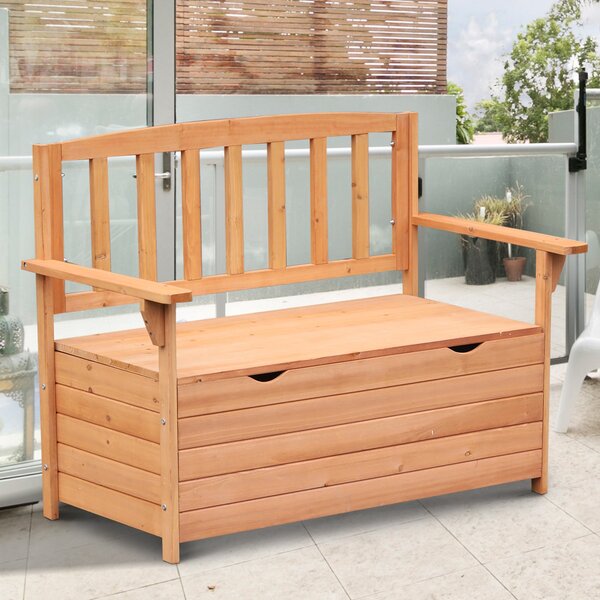 Zahradní lavice Outsunny z jedlového dřeva s úložným prostorem rozměry 112D x 58Š x 84V cm | Aosom