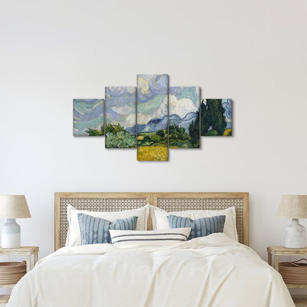 Obraz - Vincent van Gogh, Wheat Field with Cypresses, reprodukce (125x70 cm)