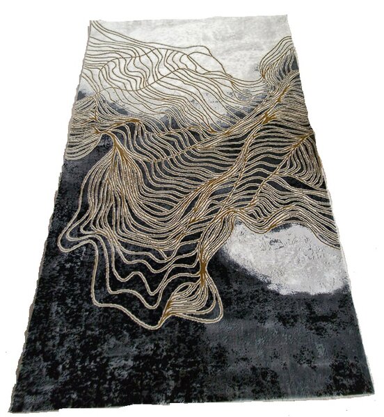 HU Černo-hnědo-bílý moderní koberec Artiste 25419A – Hnědá a šedá Rozměr: 60x110 cm