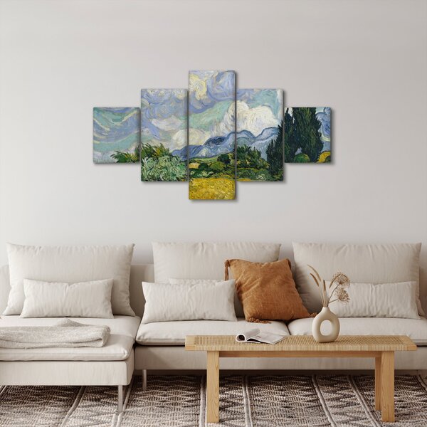 Obraz - Vincent van Gogh, Wheat Field with Cypresses, reprodukce (125x70 cm)