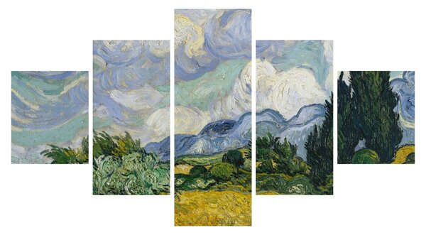 Obraz - Vincent van Gogh, Wheat Field with Cypresses, reprodukce (125x70 cm)