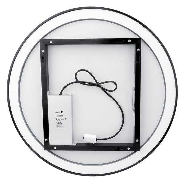 Nimco Černé kulaté LED zrcadlo 28W, ø 80 cm