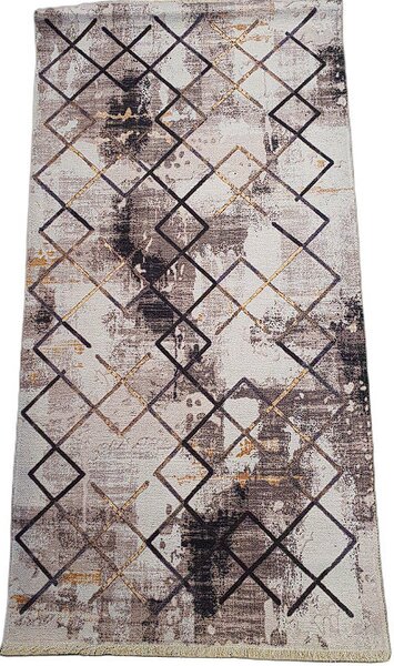 HU Hnědo-béžový koberec s kosočtvercovým vzorem Banco 1004-VIZION Rozměr: 60x110 cm
