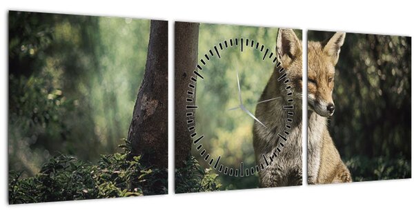 Obraz lišky (s hodinami) (90x30 cm)