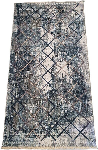 HU Modrý moderní koberec Banco 1037-BEIGE-BLUE Rozměr: 60x110 cm