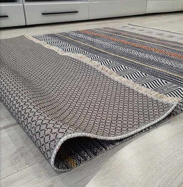 HU Vícebarevný moderní koberec Banco 1049 – šedý Rozměr: 60x110 cm