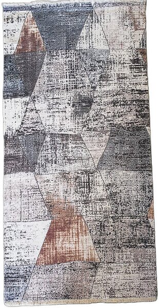 HU Šedý moderní koberec Banco 1044-MULTI-2 s motivem mnohostěnů Rozměr: 60x110 cm