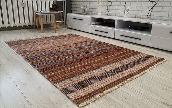 HU Vícebarevný moderní koberec Banco 1049 – hnědý Rozměr: 60x110 cm