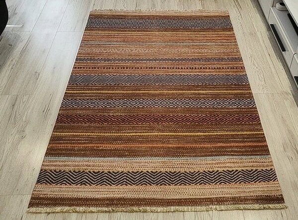 HU Vícebarevný moderní koberec Banco 1049 – hnědý Rozměr: 60x110 cm