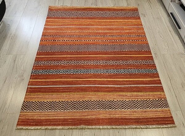 HU Vícebarevný moderní koberec Banco 1049 – oranžový Rozměr: 60x110 cm
