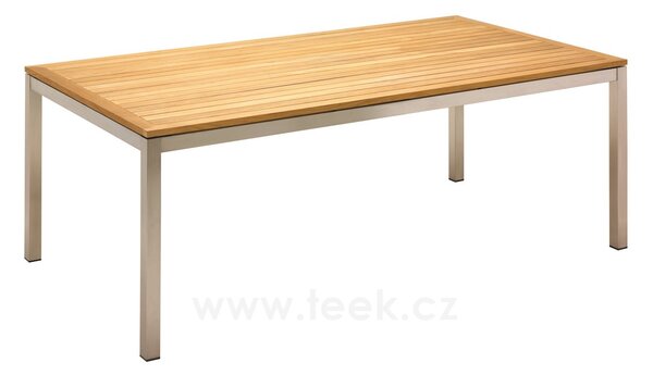 Gloster Nerezový jídelní stůl Kore, Gloster, obdélníkový 206x110x74 cm, nerezový rám, deska teak