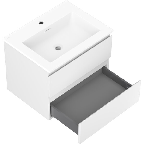 Mexen Orio, koupelnová skříňka 60 cm s umyvadlem Otis, 2 zásuvky, bílá matná, 91A10-06047-2-BFF01-W18M01