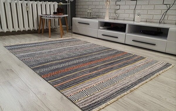 HU Vícebarevný moderní koberec Banco 1049 – šedý Rozměr: 60x110 cm