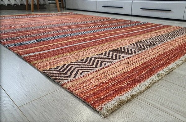 HU Vícebarevný moderní koberec Banco 1049 – oranžový Rozměr: 60x110 cm