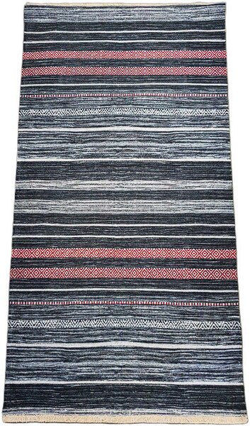 HU Šedo-modrý pruhovaný koberec Banco 1108-GREY Rozměr: 60x110 cm