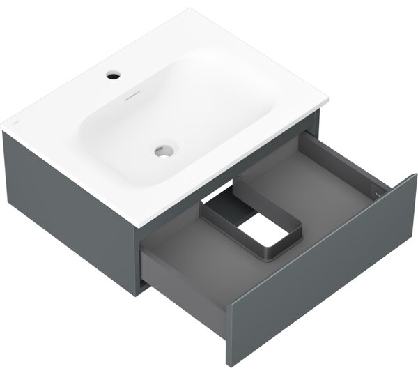 Mexen Orio, koupelnová skříňka 60 cm s umyvadlem Vela, 1 zásuvka, grafitová matná/bílá matná, 91A10-06023-1-BF66-W23M01
