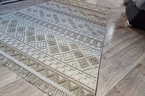 HU Moderní béžový koberec Boho 086-B Rozměr: 60x100 cm