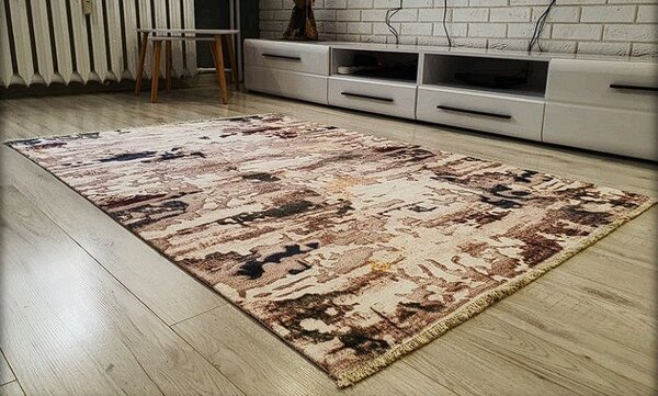 HU Hnědý skvrnitý koberec Banco 218 Rozměr: 60x110 cm