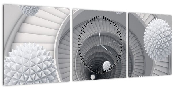 Obraz 3D abstrakce (s hodinami) (90x30 cm)