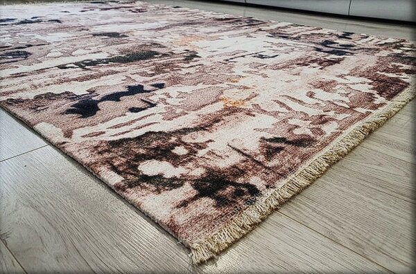 HU Hnědý skvrnitý koberec Banco 218 Rozměr: 60x110 cm