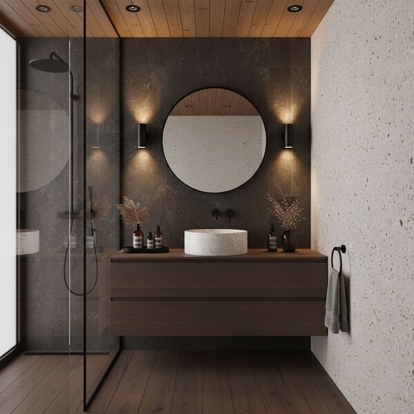 Rea Destiny, umyvadlo na desku 395×395×135 mm, bílá matná-imitace kamene, REA-U3502