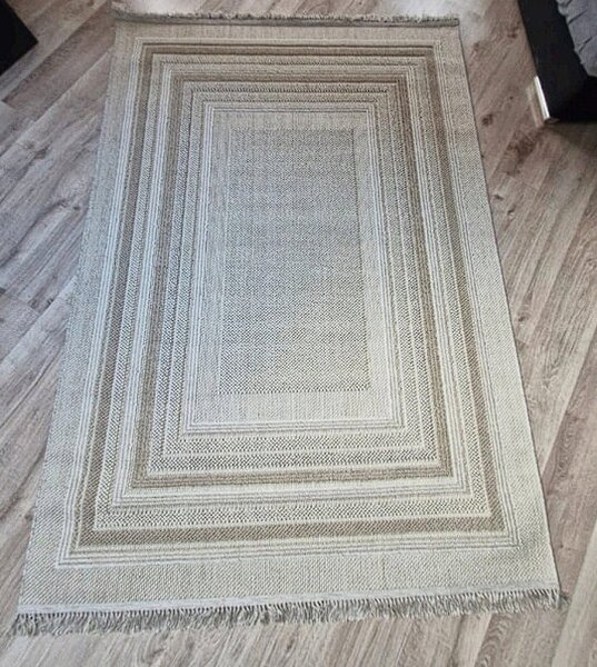 HU Moderní béžový koberec Boho 872-B s motivem obdélníků Rozměr: 60x100 cm