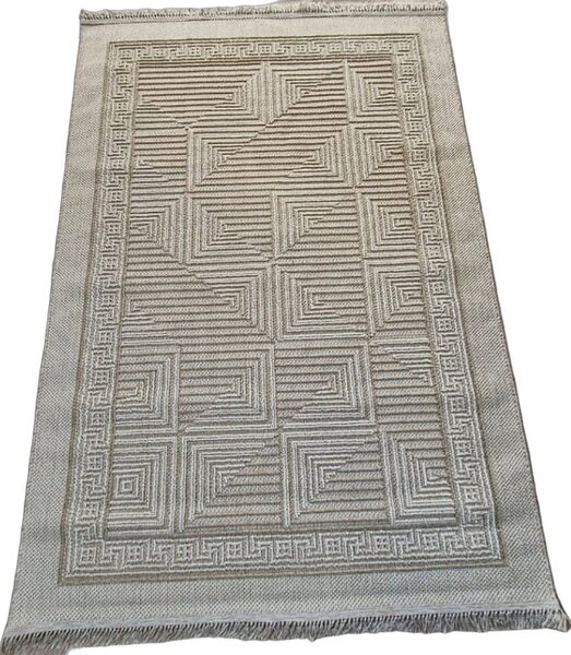 HU Moderní béžový koberec Boho 874-B s kostkovaným vzorem Rozměr: 60x100 cm